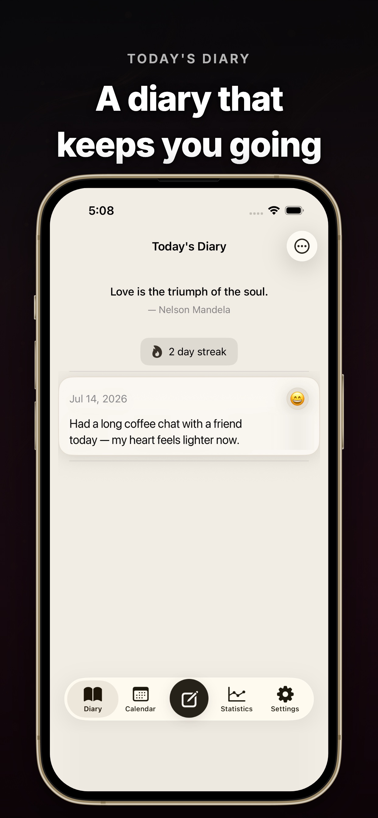 Diary entry screen