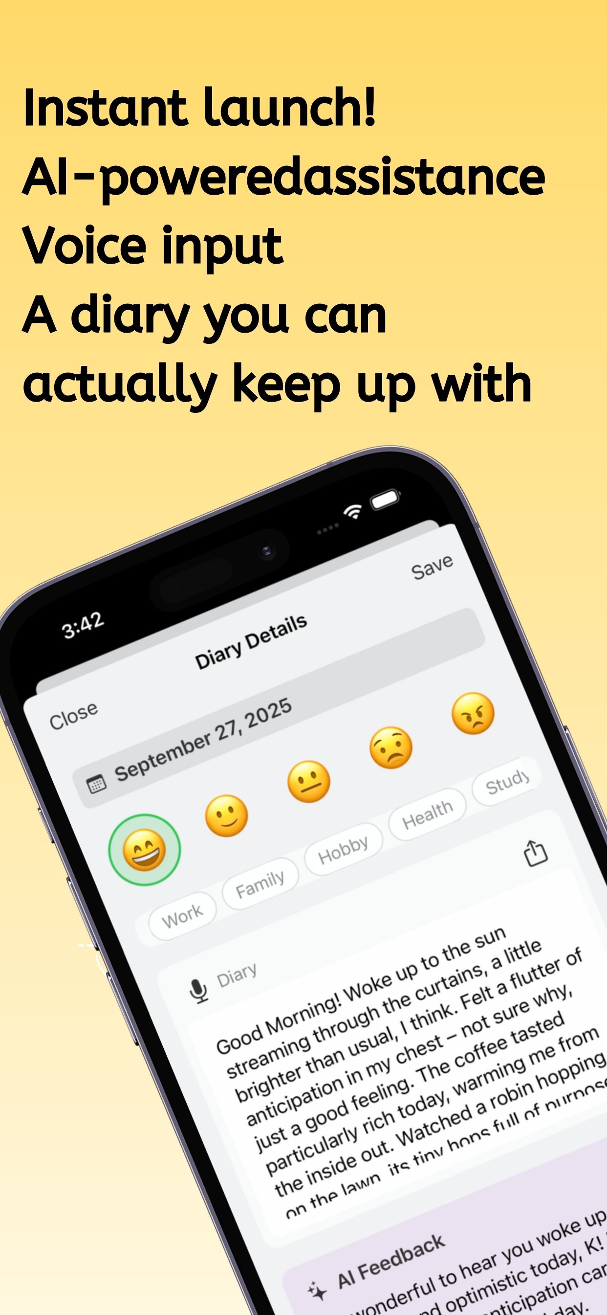 Emotion Journal main screen
